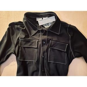 Chico's Women's Travelers Shirt Dress in Black Button Sleeve Size: 0 NWT